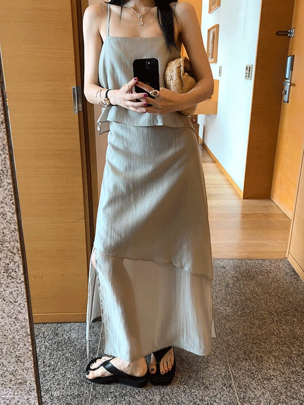Plain layered slip dress