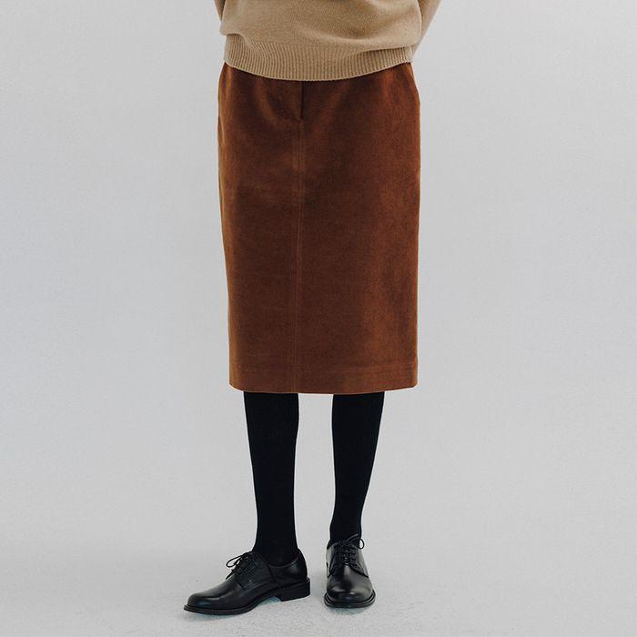Corduroy h-line skirt (Brown)