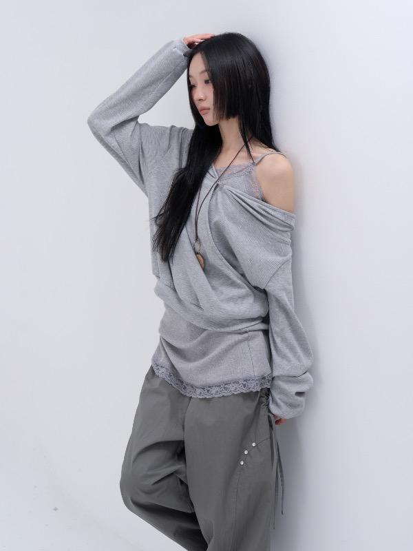 wrap waffle hood tee