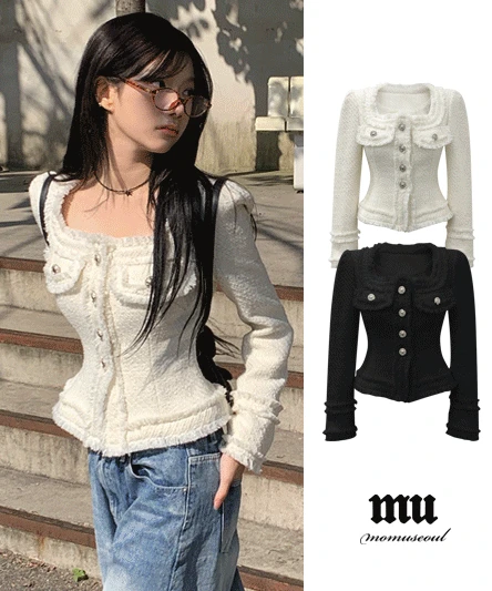 MADE [momuseo] 라인 트위드 코트 자켓 - 2color