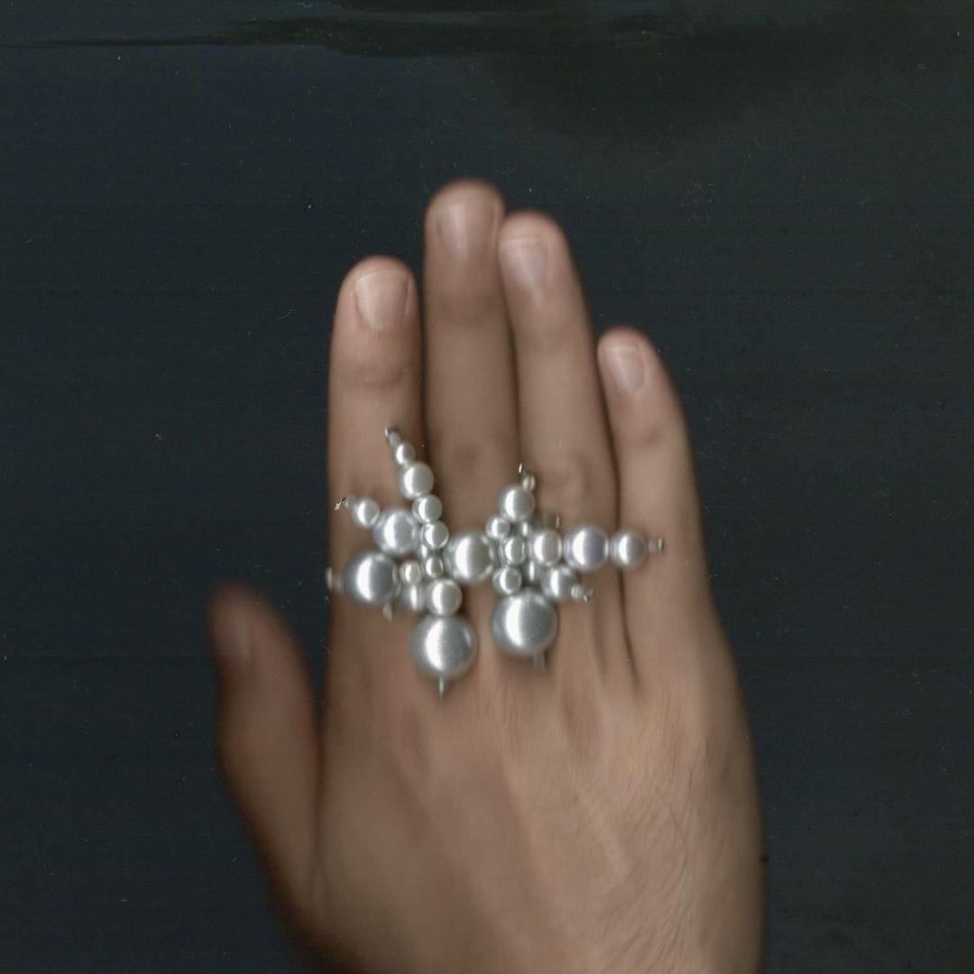 silver bubble spider ring