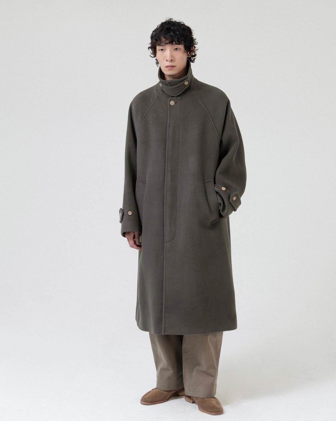 Balmacaan Coat, Olive Grey