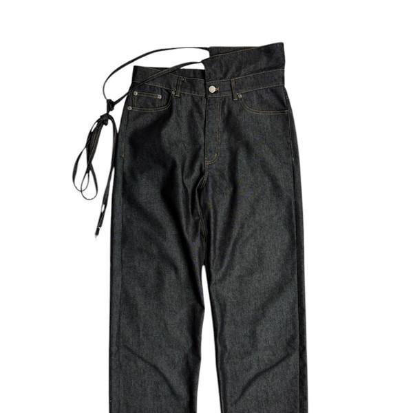 STRAP DENIM PANTS INDIGO BLACK
