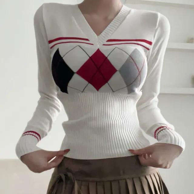 [허리잘록] argyle slim autumn knit / 3color / 가을코디