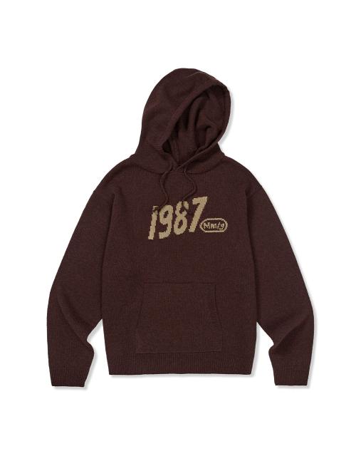 [Mmlg] WAVY LOGO HOOD KNIT (BROWN)