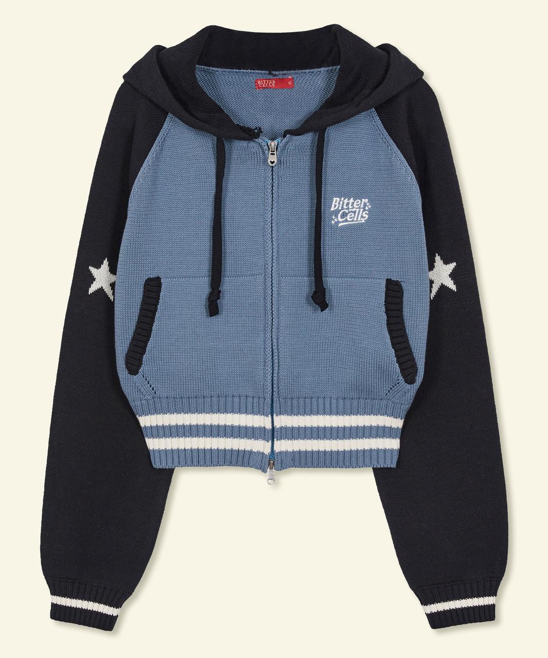 Star Knit Hoodie-Black