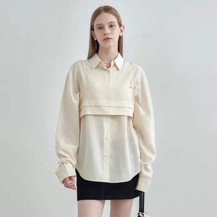 [SET] 뷔스티에 레이어드 셔츠 블라우스 크림 MDSH024CREAM
