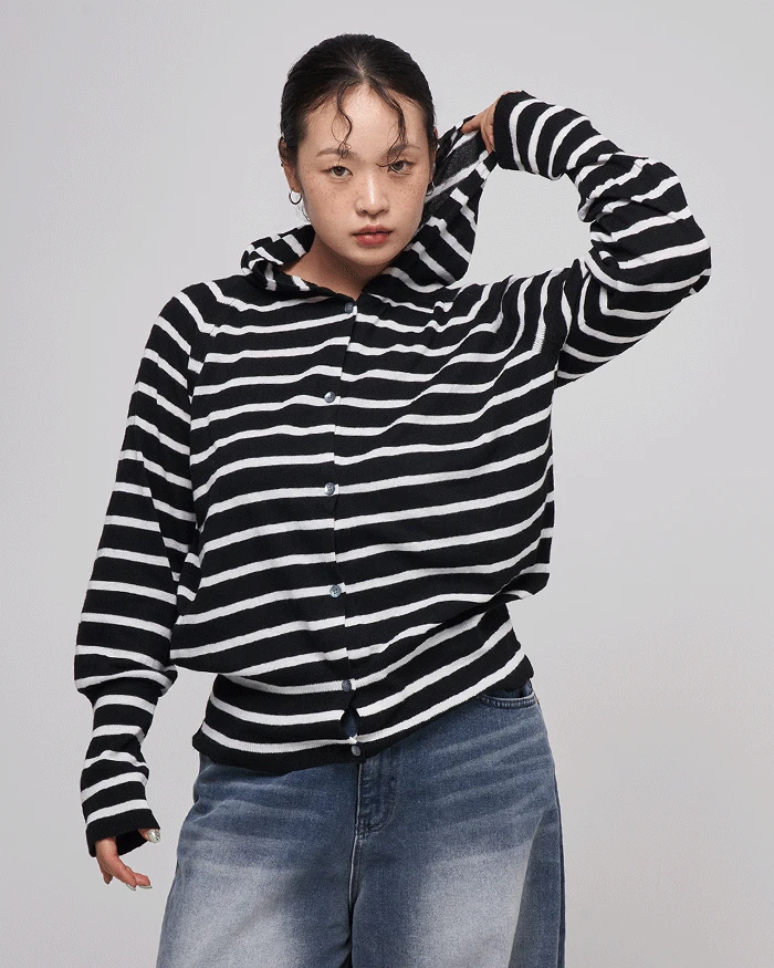 메로 후드 가디건