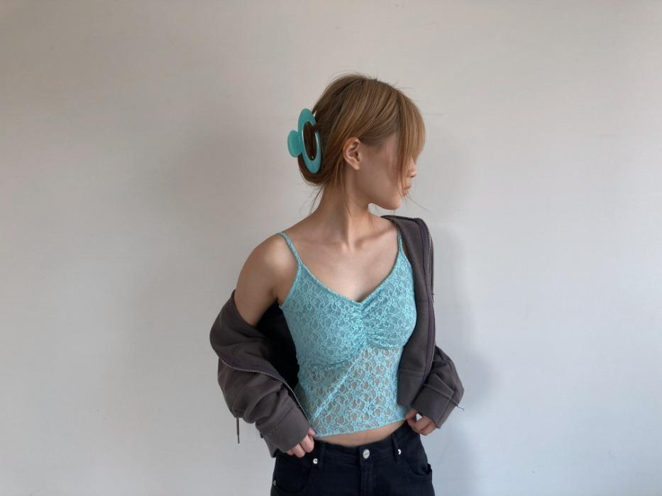 Lace Shirring Tank(캡 내장)