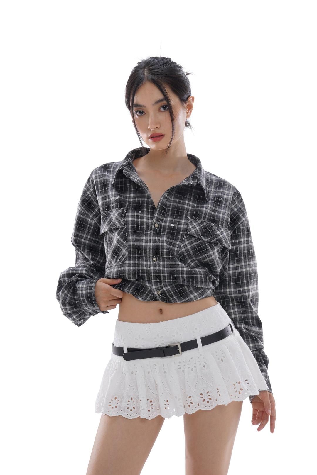 PAINT-SPLATTERED OVERSIZED BOYFRIEND SHIRT - S