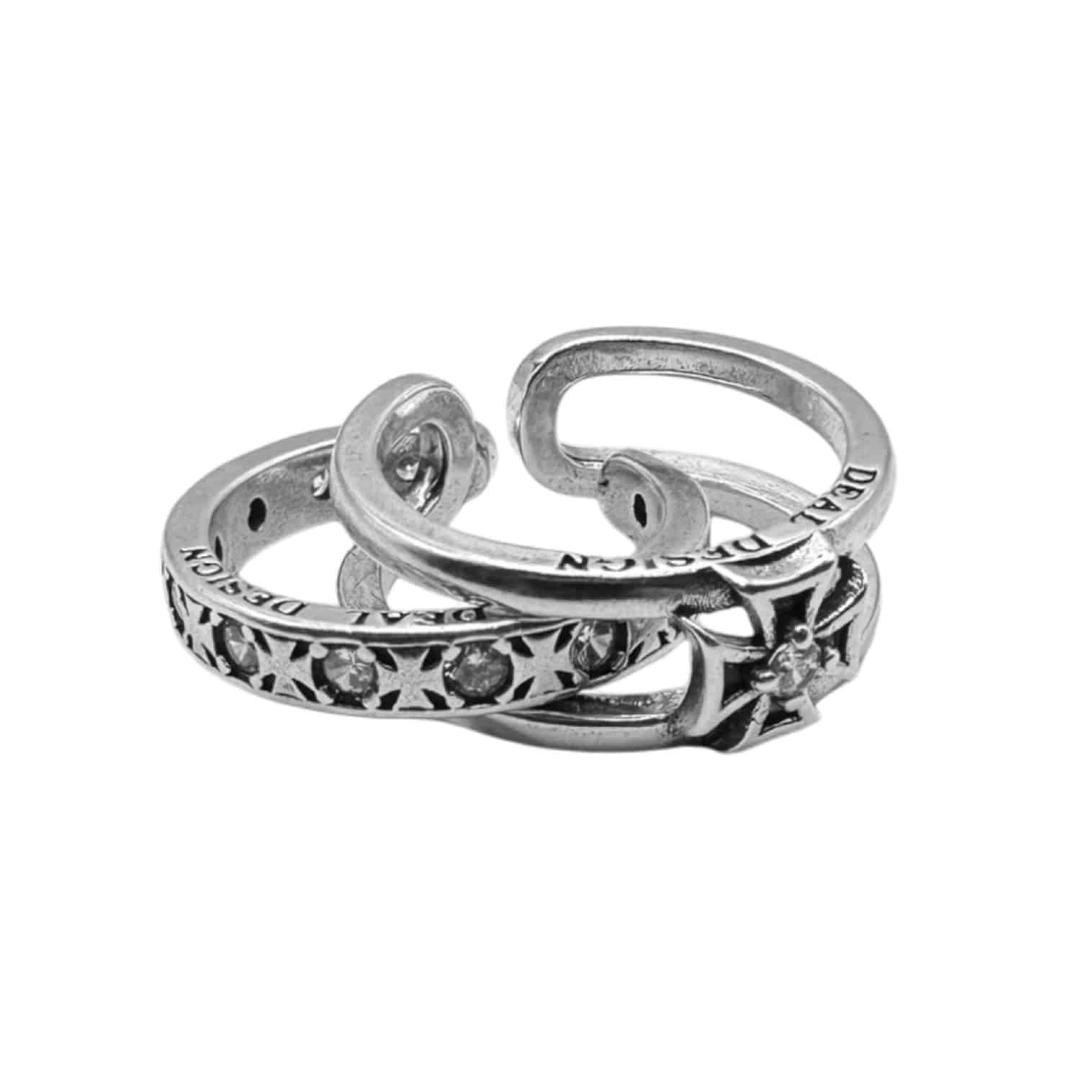 [925 Silver] 멀티 다이아 레이어드 크로스 오픈링