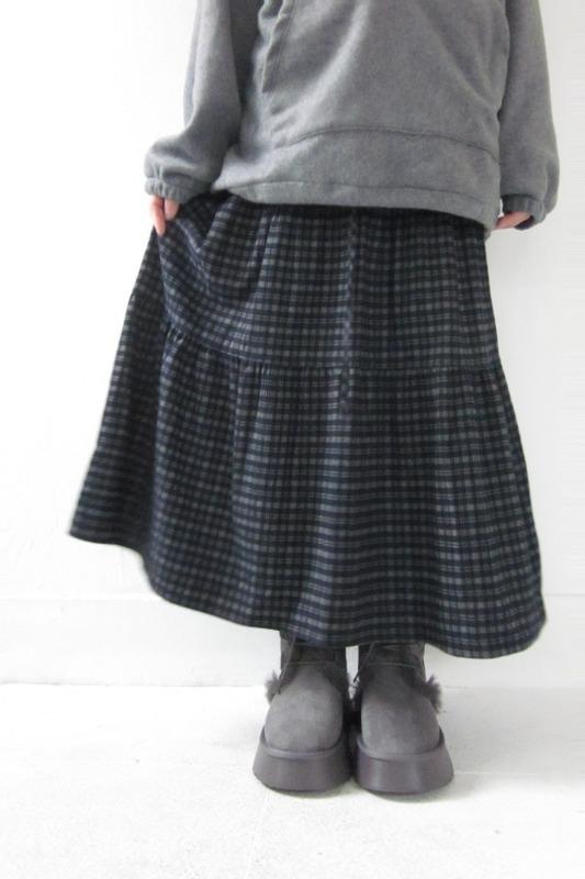 gingham check long skirt (2color)