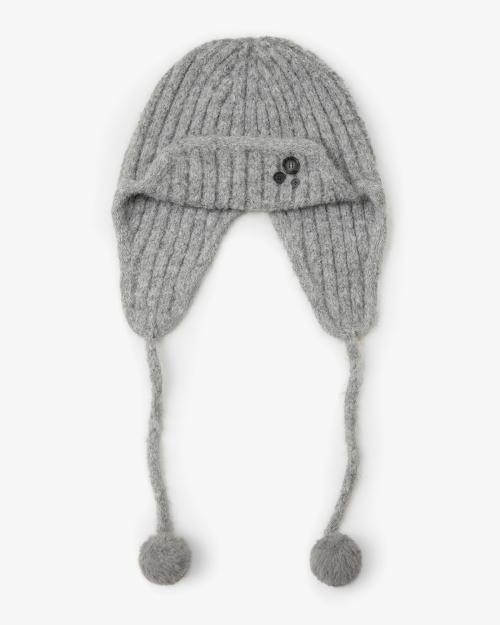 BUTTON KNIT TROOPER BEANIE [GREY]