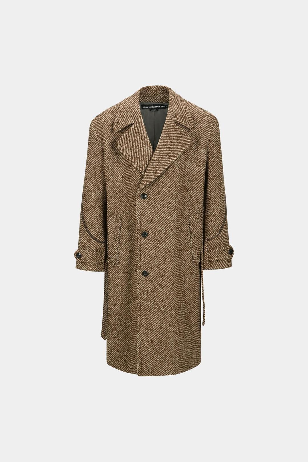 ROVY DOUBLE BREASTED BIG TWILL COAT awa639m(BROWN)