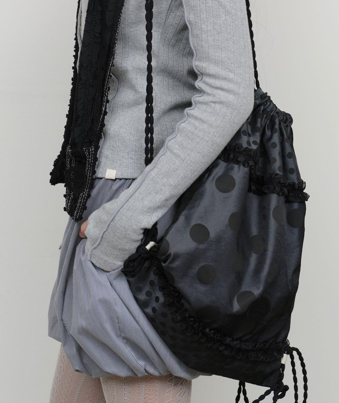 Ruffled Dotted Bag [Black]