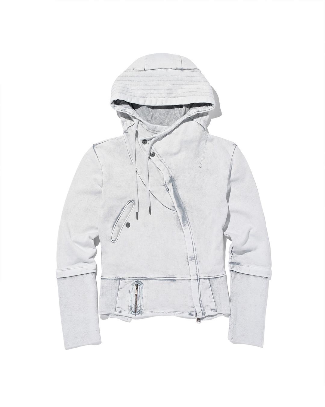 ASYMMETRIC HOODIE ZIP-UP_WASHED GREY