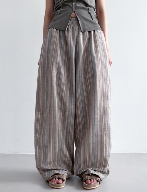 bohemian stripe banding pants