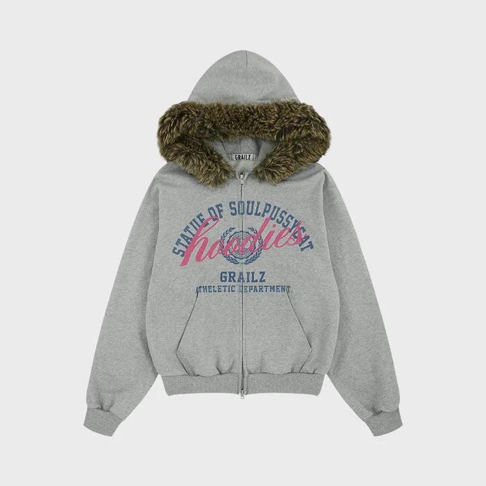 [SOULPUSSSYCAT X GRAILZ] PARODY FUR ZIP HOODIE [GRAY]