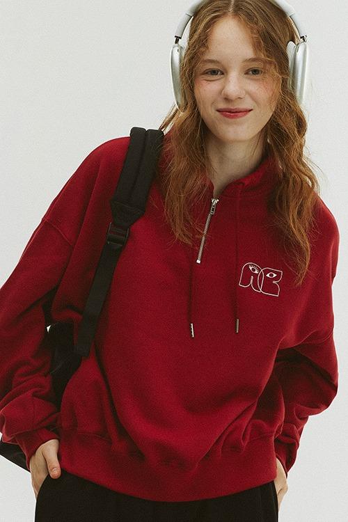 하이넥 스트링 스웨트셔츠 [딥레드]