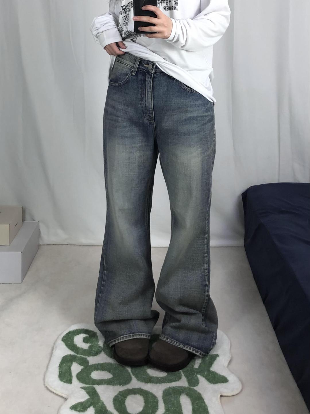 유데모닉 [oot/ootj] 플로우 와이드 부츠컷 데님 팬츠