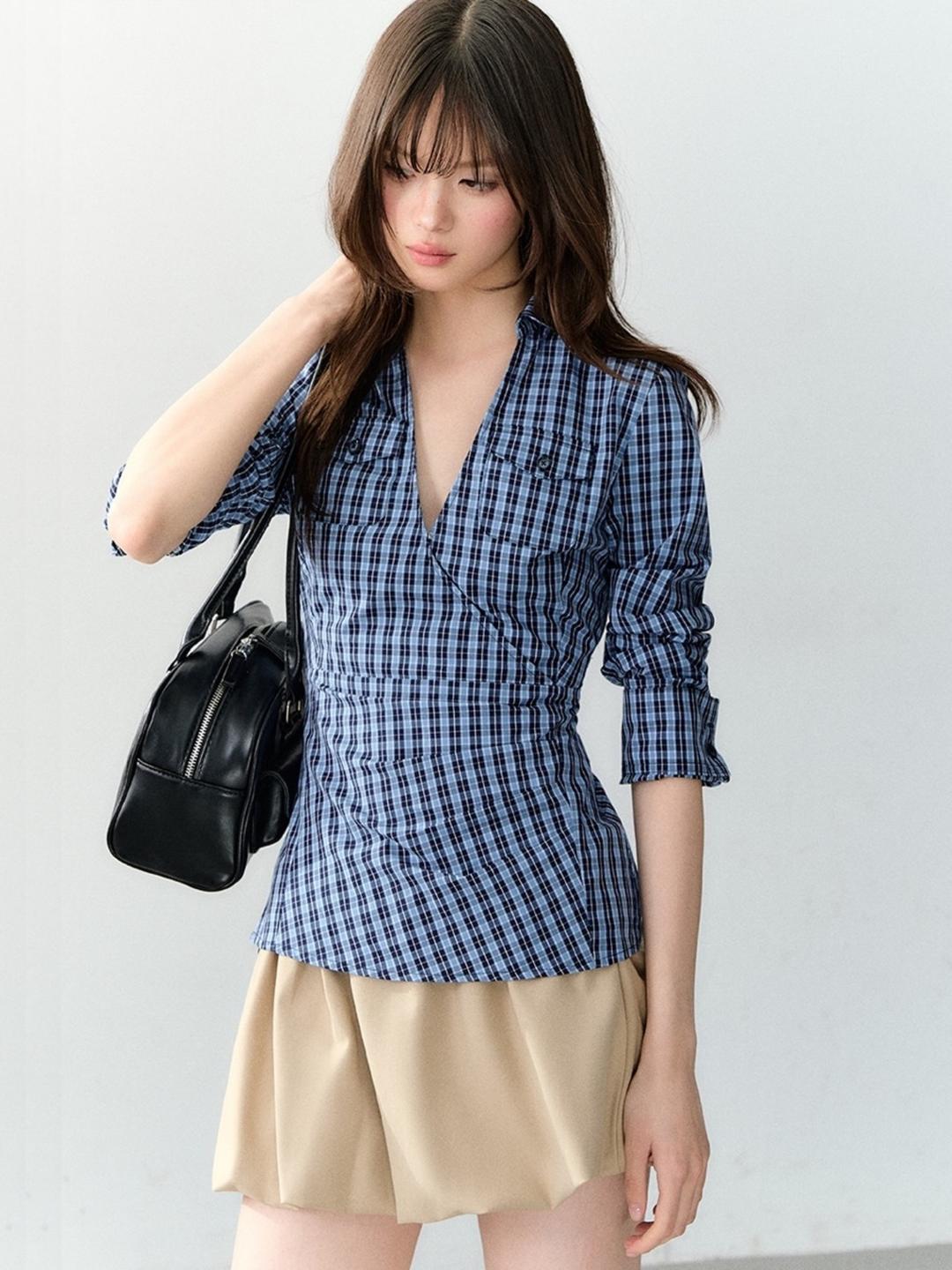 Soote Season Wrap Low V-neck Pocket Shirt (2color)