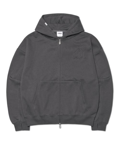 OVERLAY LOGO HOODED ZIP-UP - CHARCOAL