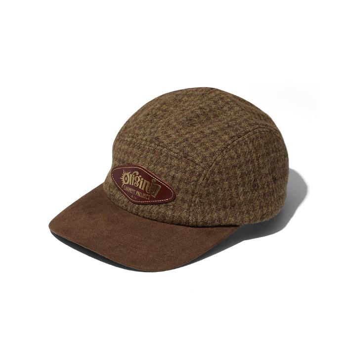 Wool Check Leather Wappen 5P Cap Oliveyellow