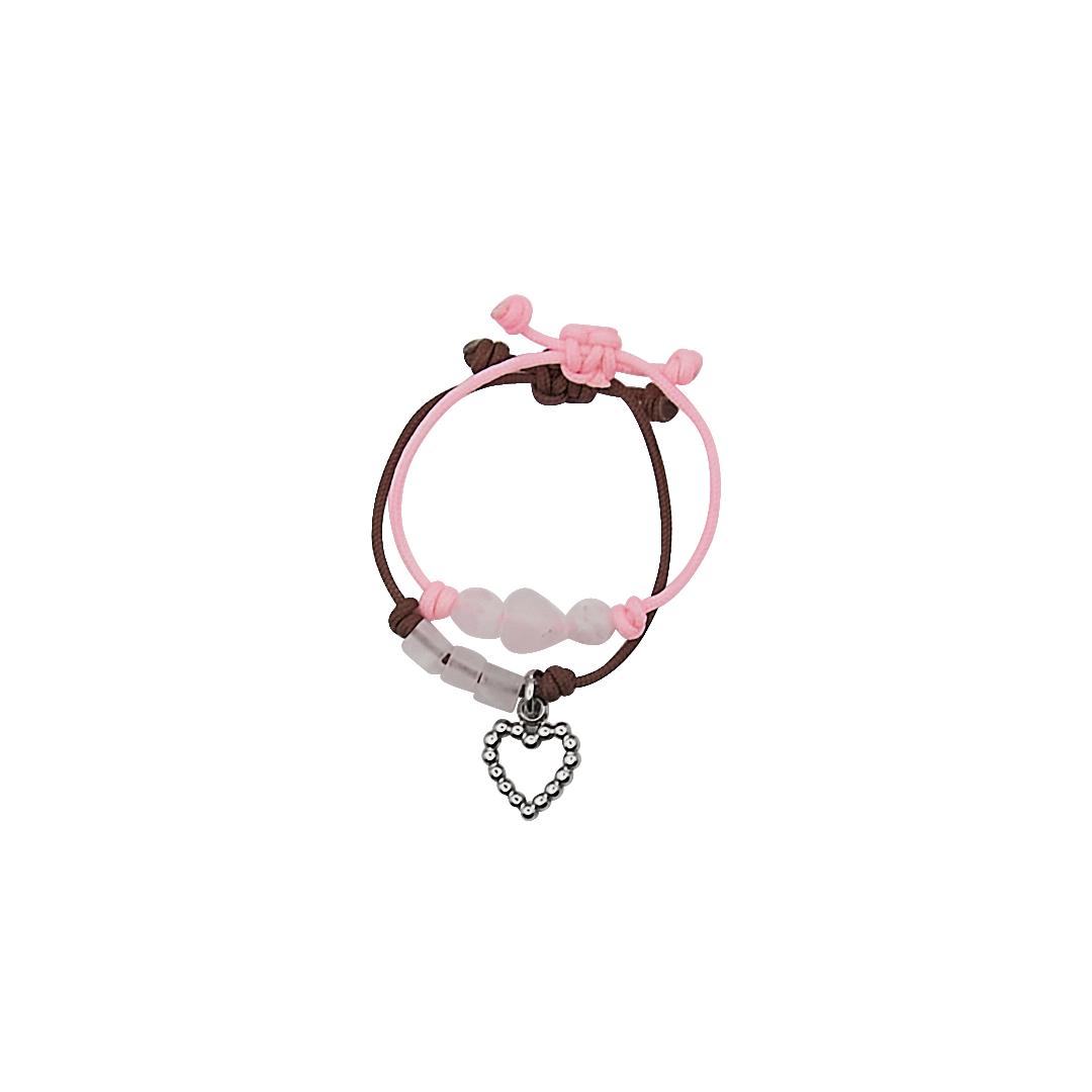 gem string ring set-pink brown