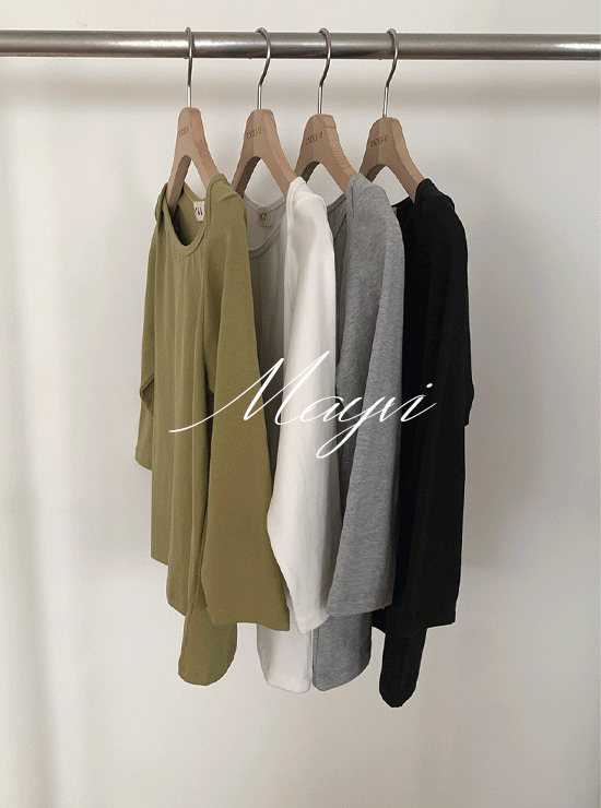 언더비 [봄더비🌼/Mayvi/여름/두장이상할인] 시즌 여리넥 칠부 티셔츠 (4 color)
