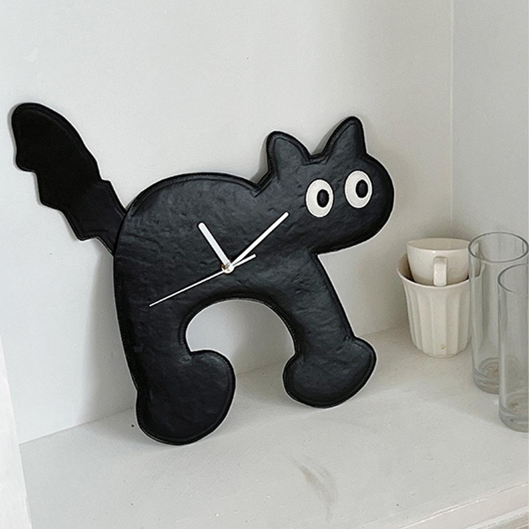 Kitsch Meow Cat Clock 키치 고양이 블랙 시계