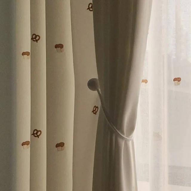 식빵이냥 고양이 자수 화이트 암막 맞춤제작 커튼 2type