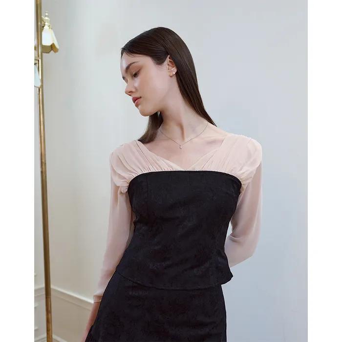 Laurent jacquard Blouse [Black]