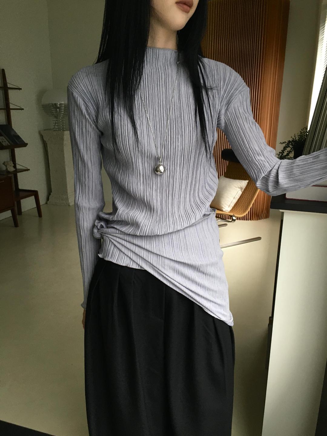 로우머 플리츠 블라우스 세트 2color