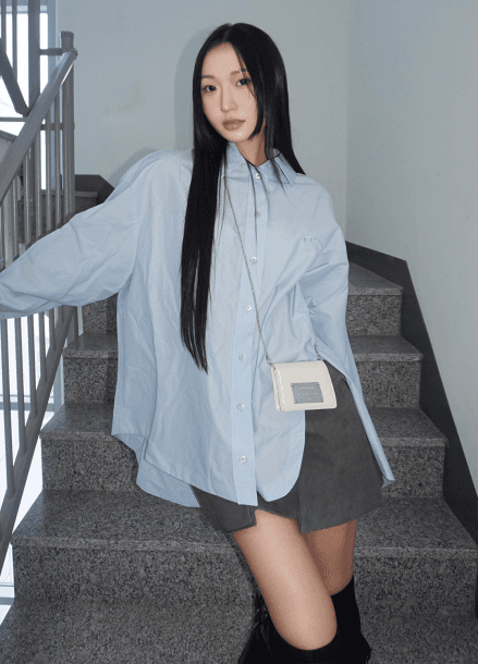 언발란스 오버핏 롱 셔츠