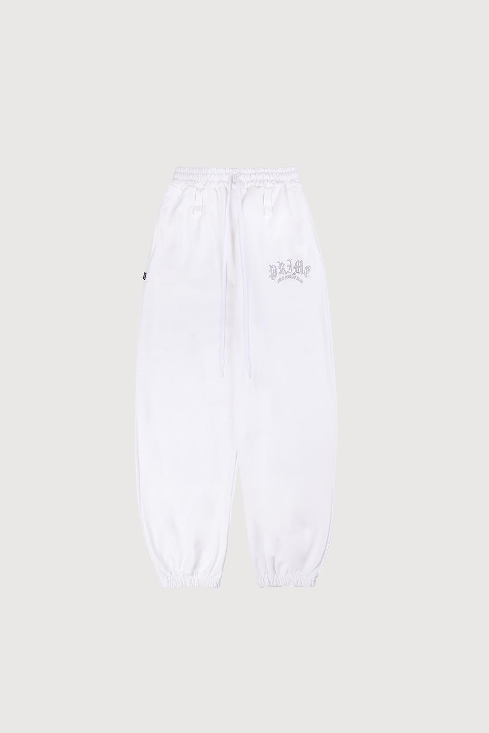 Rhinestone Wide Joggers White