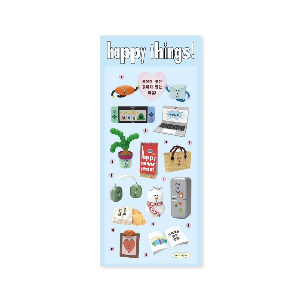 [hand in glove] happy things! sticker