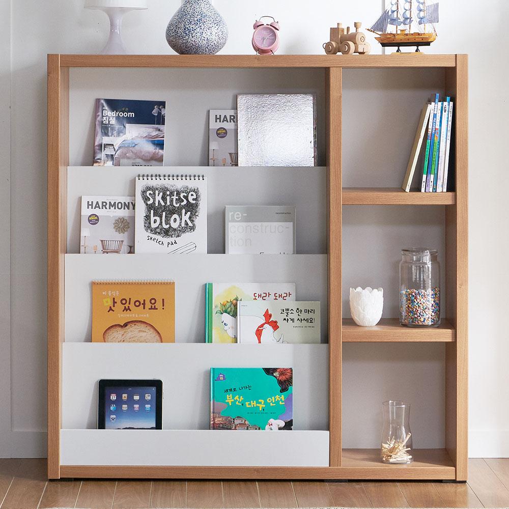 빙고 1200 낮은책장 북카페 책진열대 전면 책꽂이