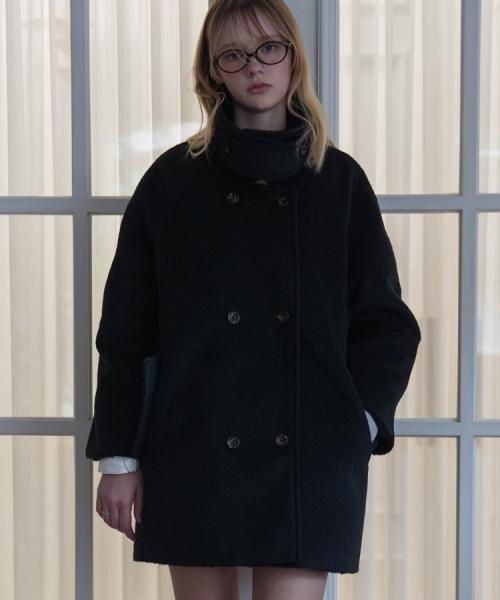 Wool Double Half Coat [Black]