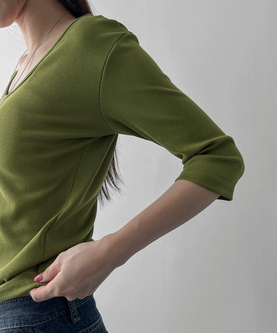 유넥 하프 슬리브 티셔츠