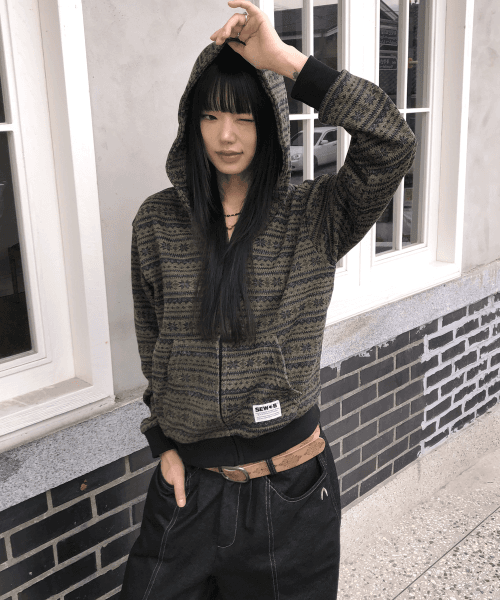 스노우 후드집업 (세미크롭) 카키