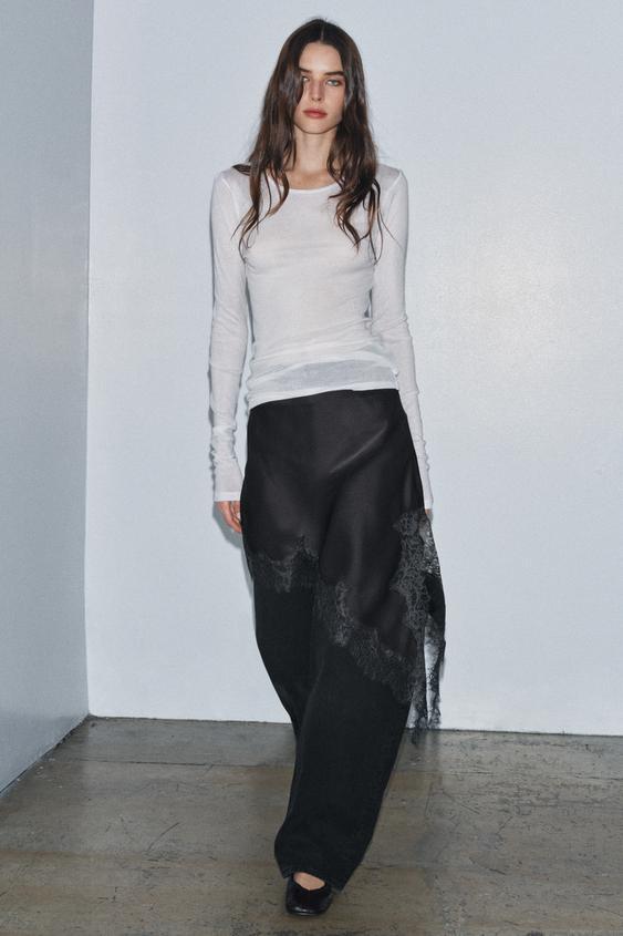 ZW 컬렉션 새틴 레이스 스커트