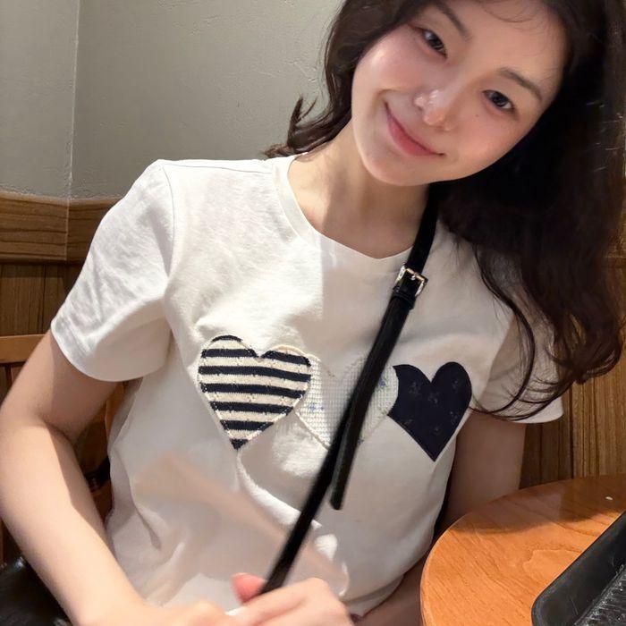 Heart Patch Cotton T-shirt White