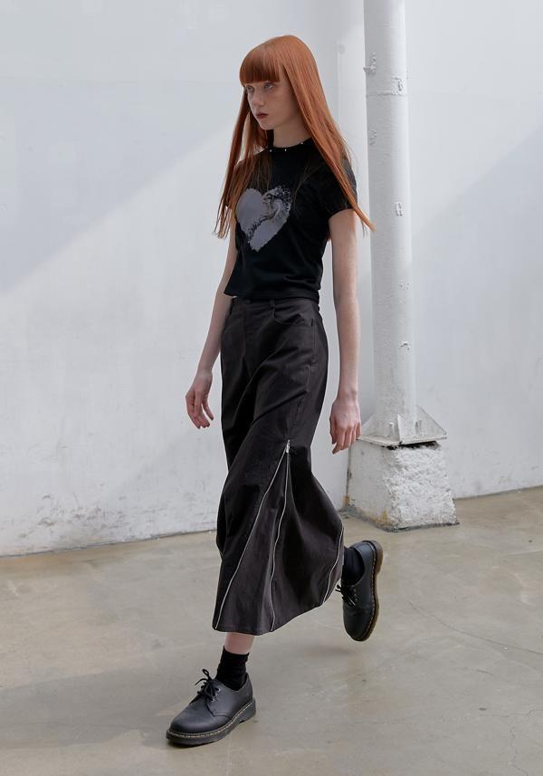 [REHEAT] WASHED ZIPPER SKIRT