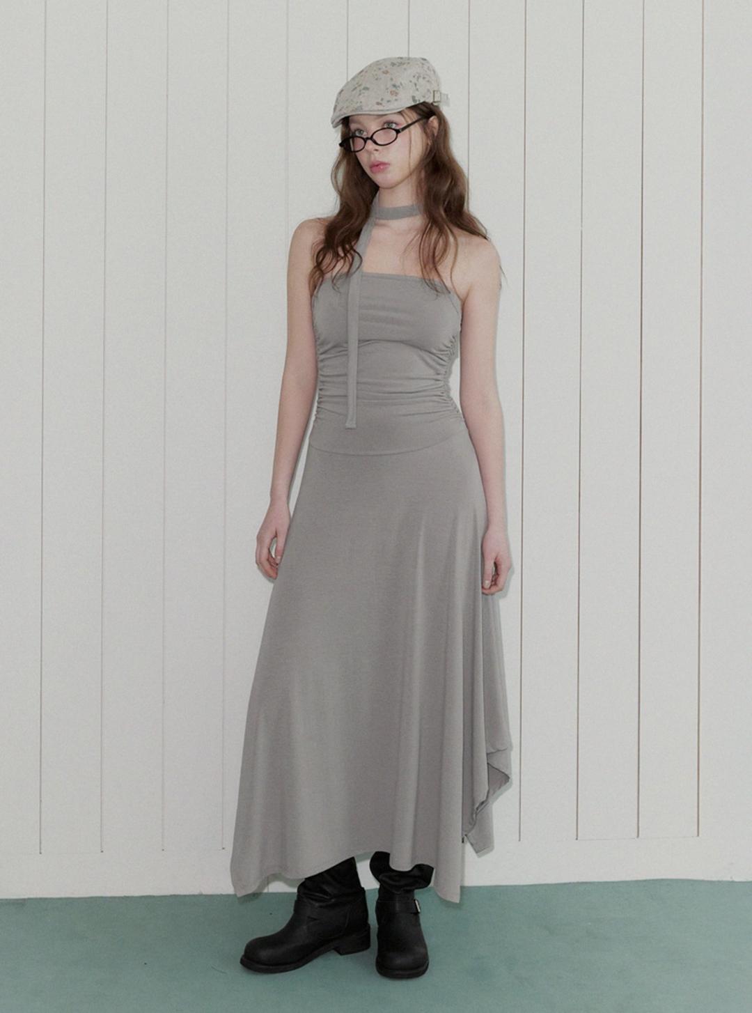 레틴 셔링 탑 플레어 롱 원피스(스트랩set)