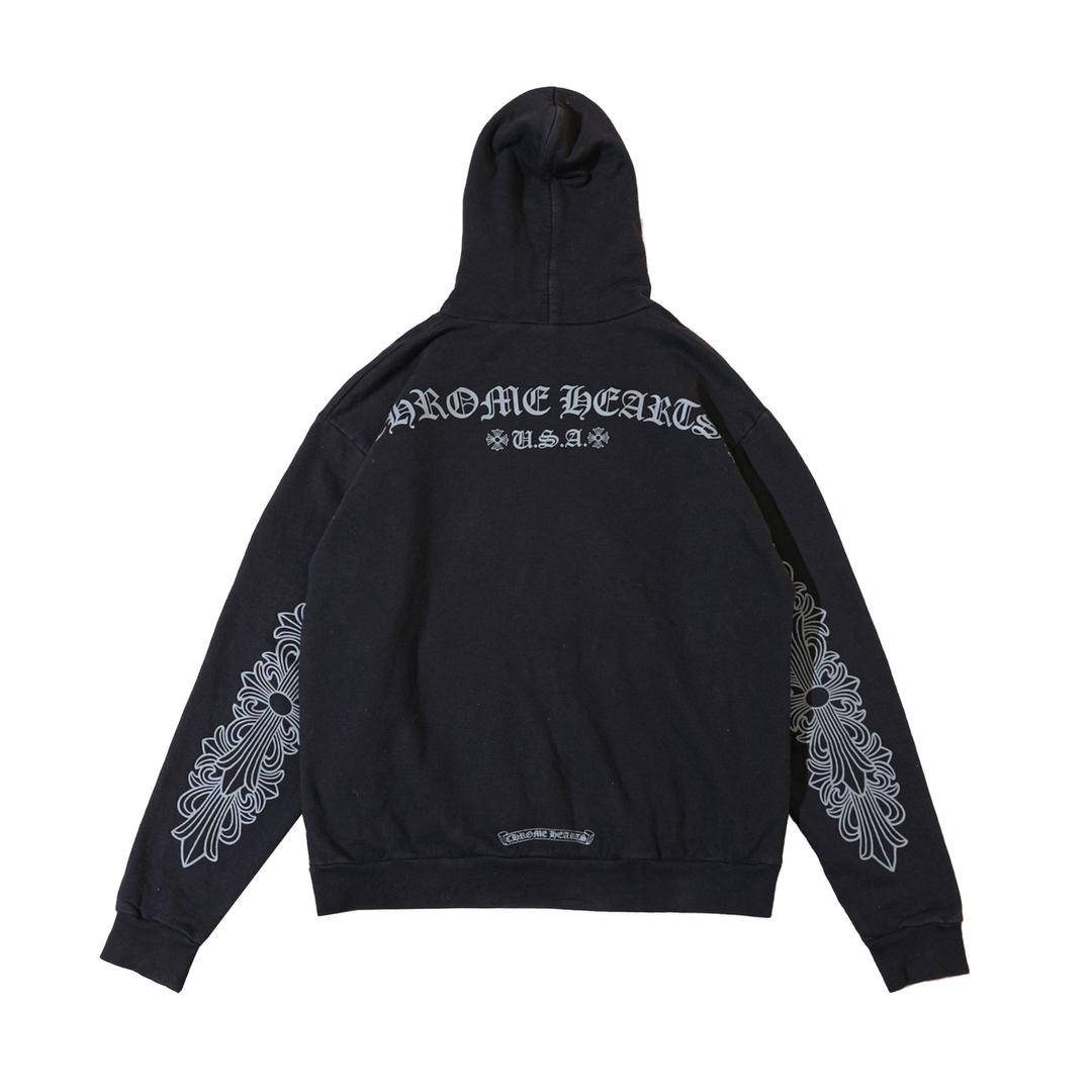 Chrome Hearts F&F Glitter USA Horseshoe Black Pullover Hoodie