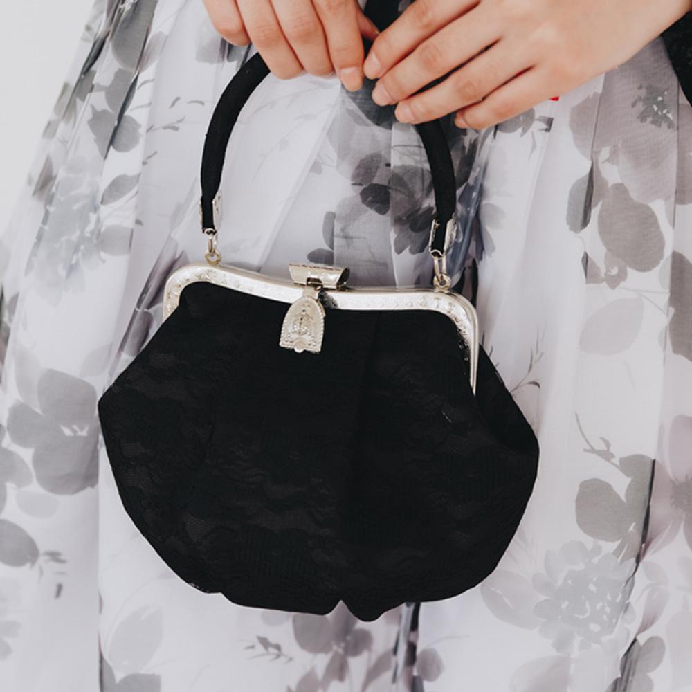 블랙 로즈 레이스 한복가방