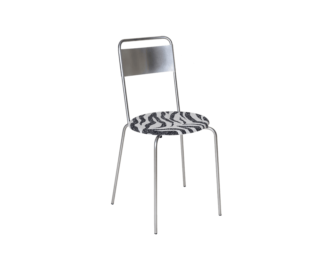 Petit Rond Chair | Stainless Steel / Zebra Fabric