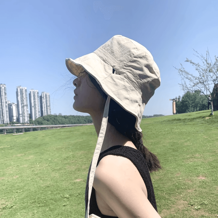 포레 벙거지모자 보넷 리본 턱끈 스트링 와이어 버킷햇 물놀이 휴가 바캉스(4color)