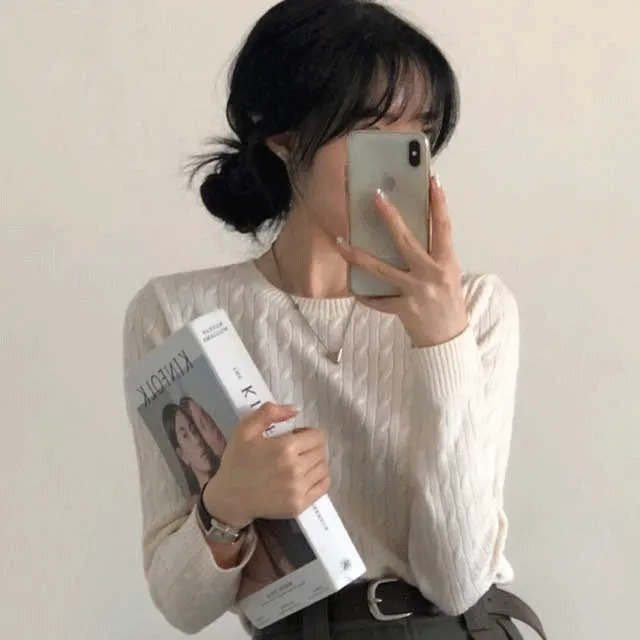 [10color]멜로디 라운드 꽈배기니트