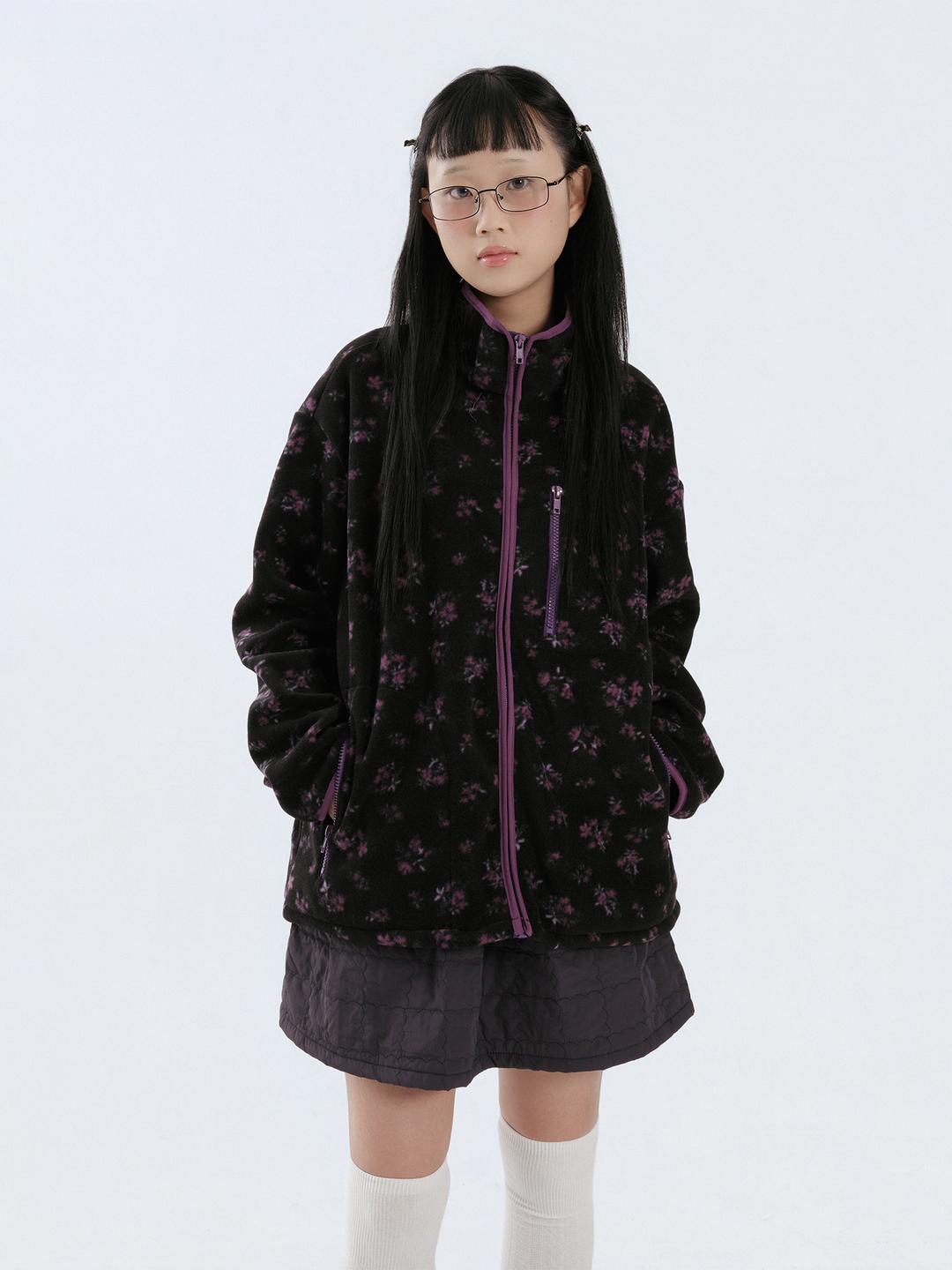 flower fleece jacket (black)